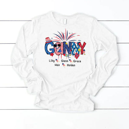 Patriotic Doodle 4th Of July Ganny And Grandkid CTH01 Longsleeve