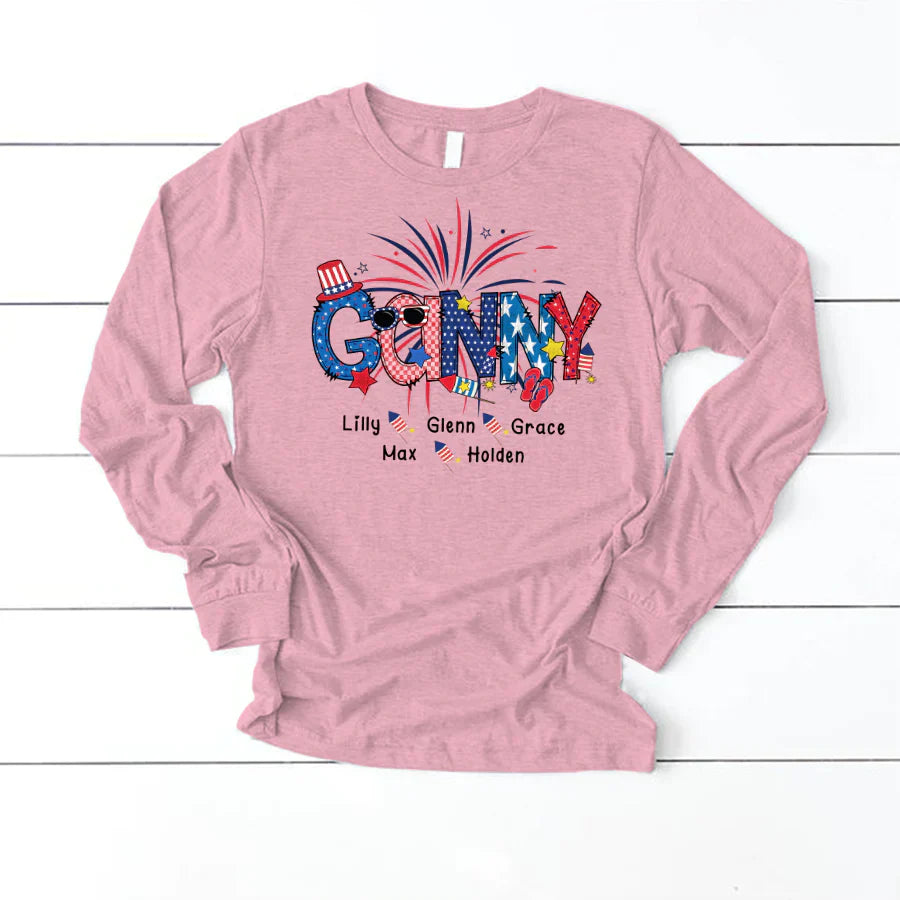 Patriotic Doodle 4th Of July Ganny And Grandkid CTH01 Longsleeve