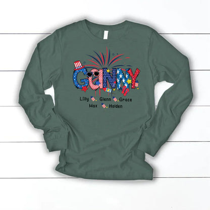 Patriotic Doodle 4th Of July Ganny And Grandkid CTH01 Longsleeve