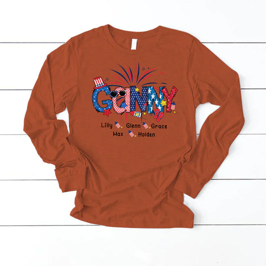 Patriotic Doodle 4th Of July Ganny And Grandkid CTH01 Longsleeve