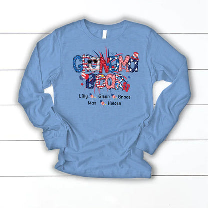 Patriotic Doodle 4th Of July Grandma Bear And Grandkid CTH01 Longsleeve