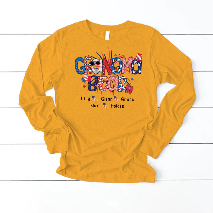 Patriotic Doodle 4th Of July Grandma Bear And Grandkid CTH01 Longsleeve