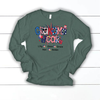 Patriotic Doodle 4th Of July Grandma Bear And Grandkid CTH01 Longsleeve