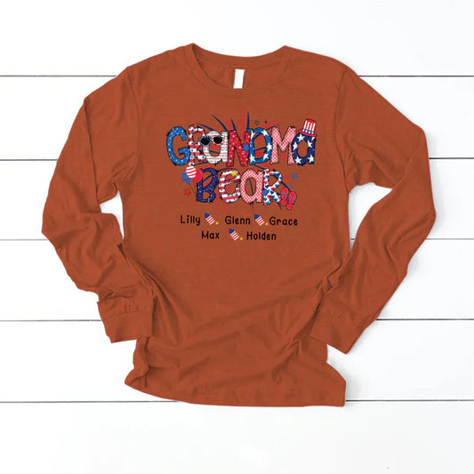 Patriotic Doodle 4th Of July Grandma Bear And Grandkid CTH01 Longsleeve
