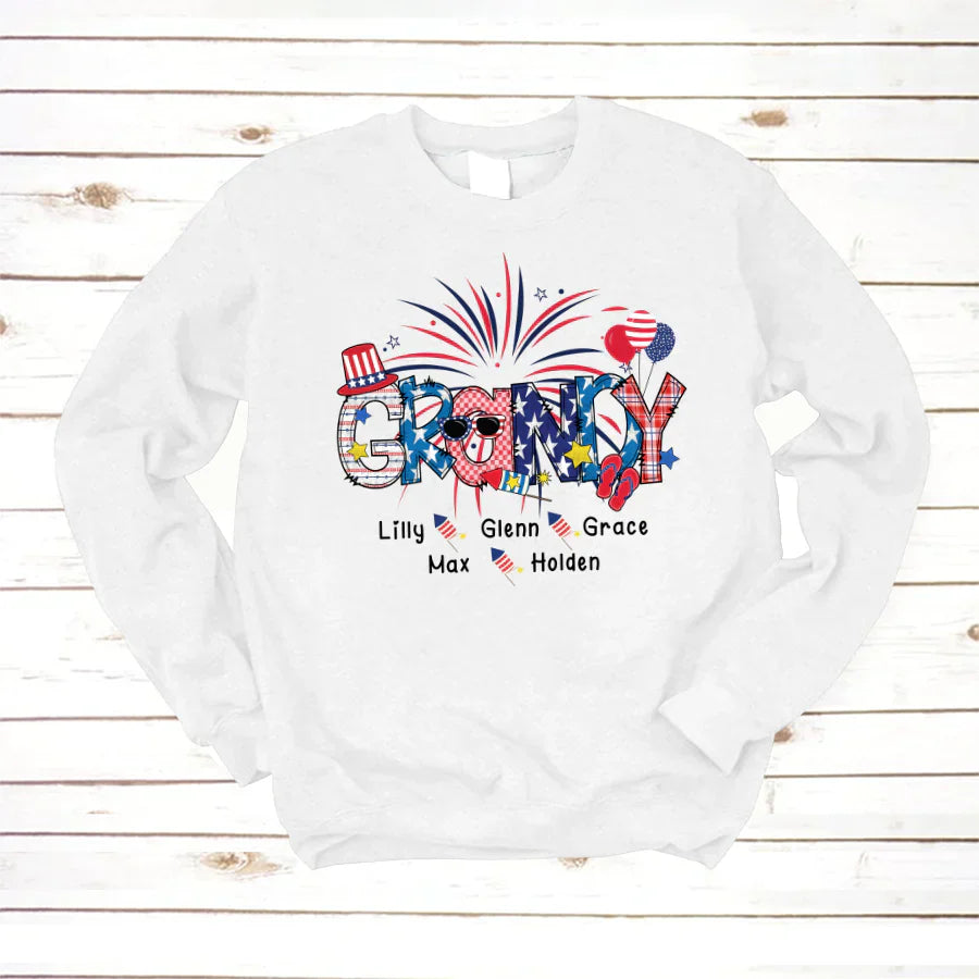 Patriotic Doodle 4th Of July Grandy And Grandkid CTH01 Sweatshirt