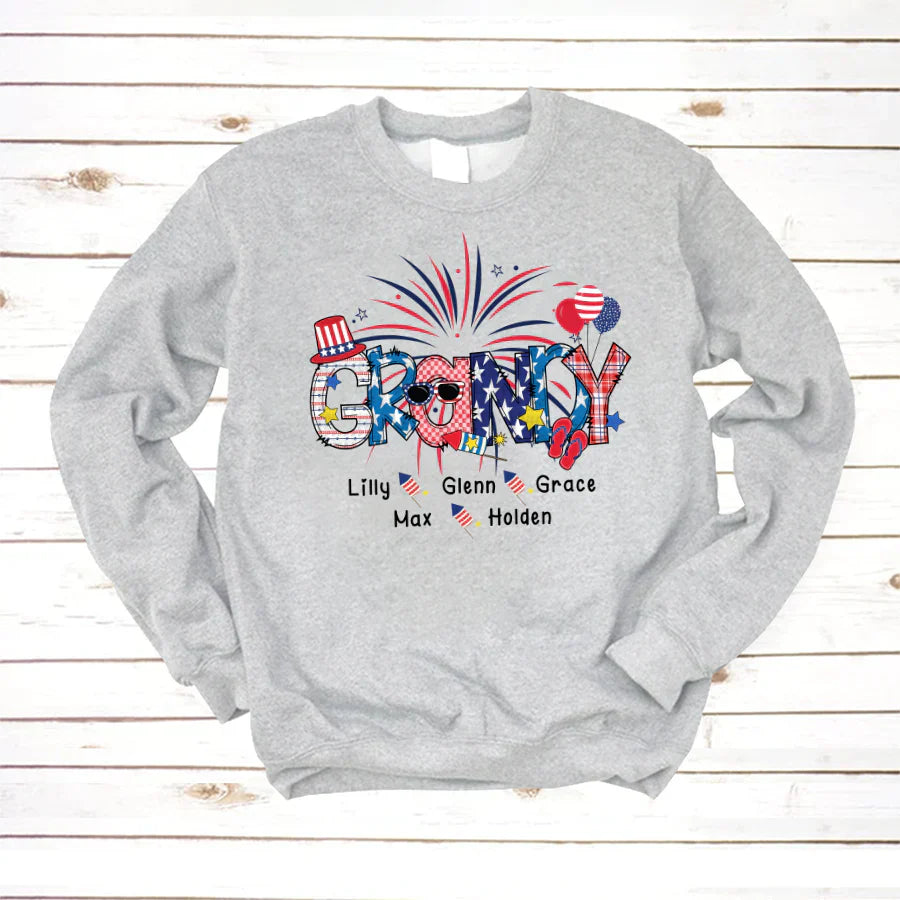 Patriotic Doodle 4th Of July Grandy And Grandkid CTH01 Sweatshirt