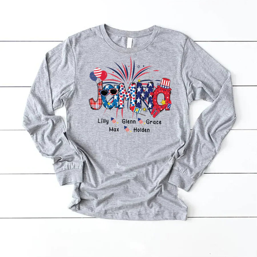 Patriotic Doodle 4th Of July Jamma And Grandkid CTH01 Longsleeve