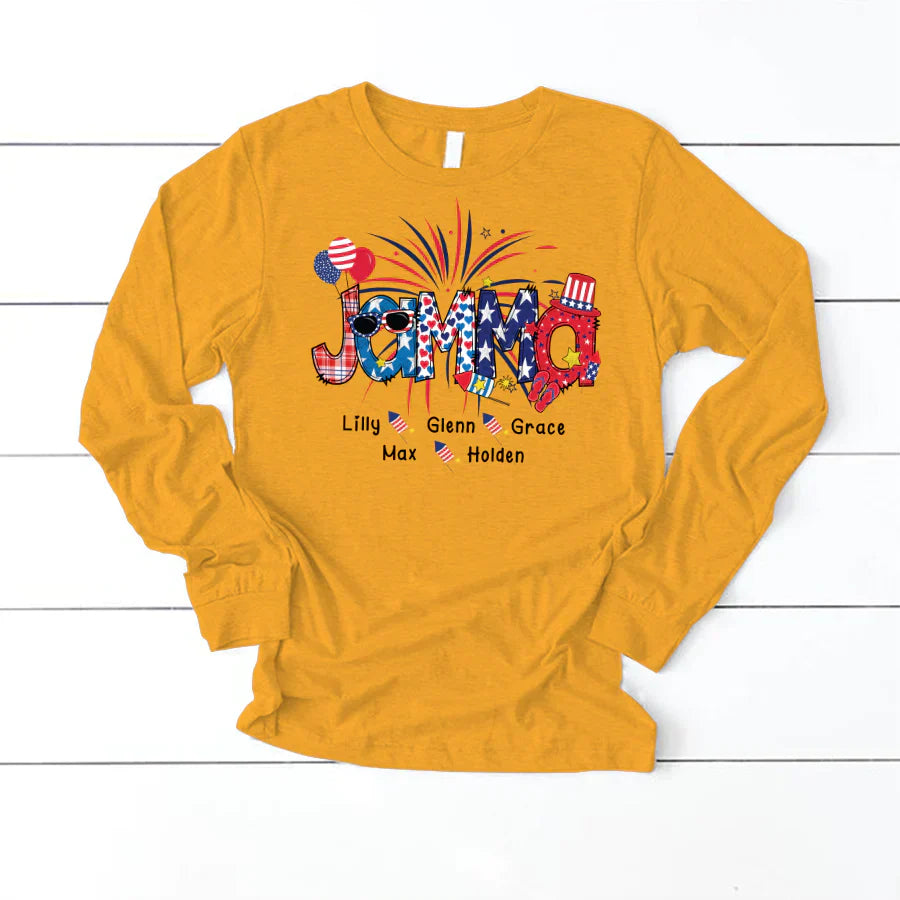 Patriotic Doodle 4th Of July Jamma And Grandkid CTH01 Longsleeve