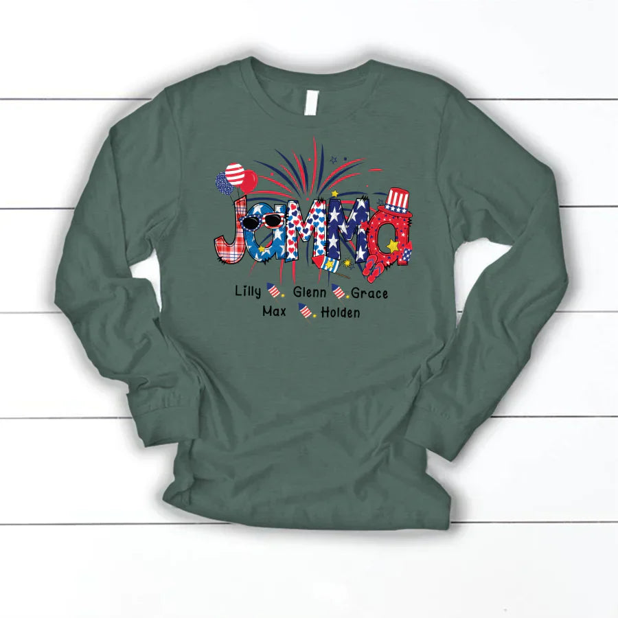 Patriotic Doodle 4th Of July Jamma And Grandkid CTH01 Longsleeve