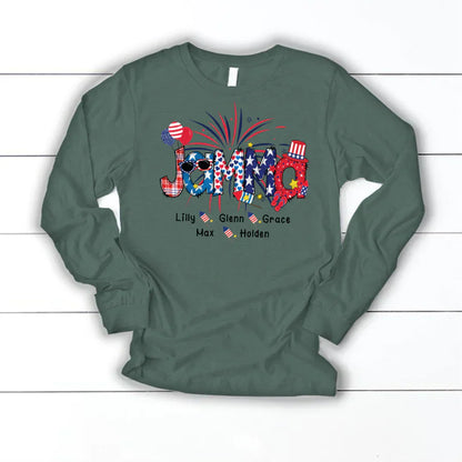 Patriotic Doodle 4th Of July Jamma And Grandkid CTH01 Longsleeve