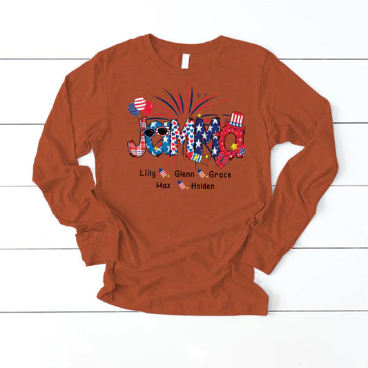 Patriotic Doodle 4th Of July Jamma And Grandkid CTH01 Longsleeve