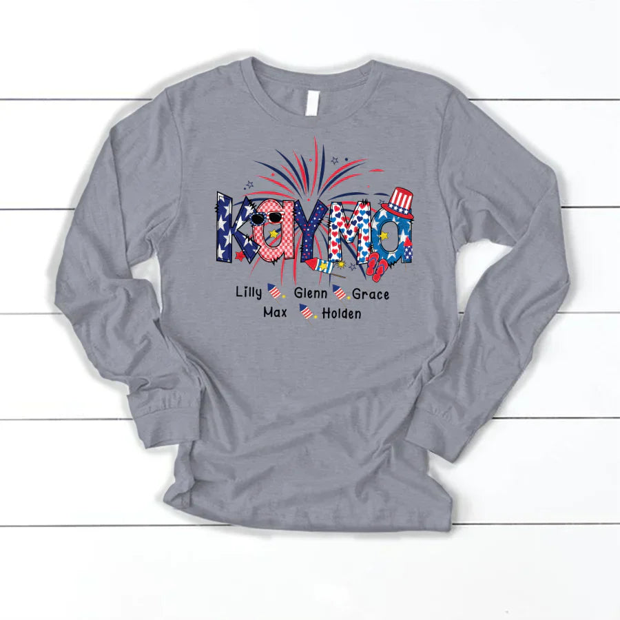 Patriotic Doodle 4th Of July Kayma And Grandkid CTH01 Longsleeve
