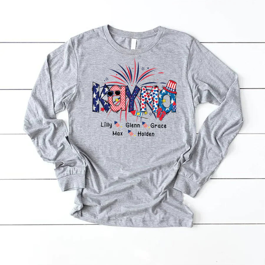 Patriotic Doodle 4th Of July Kayma And Grandkid CTH01 Longsleeve