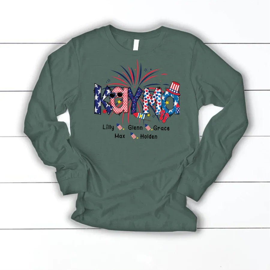 Patriotic Doodle 4th Of July Kayma And Grandkid CTH01 Longsleeve