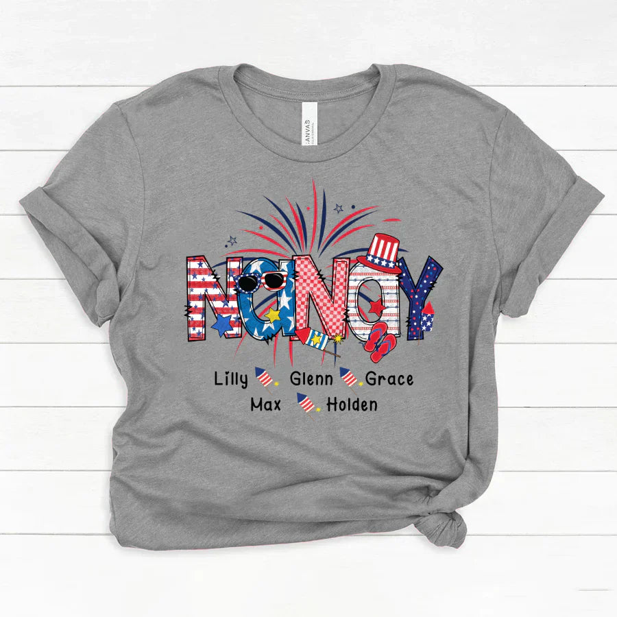 Patriotic Doodle 4th Of July Nanay And Grandkid CTH01 Classic Canvas
