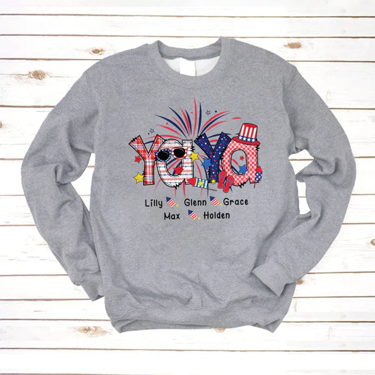 Patriotic Doodle 4th Of July Yaya And Grandkid CTH01 Sweatshirt
