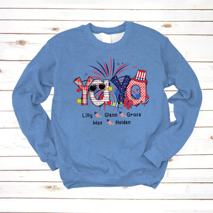 Patriotic Doodle 4th Of July Yaya And Grandkid CTH01 Sweatshirt