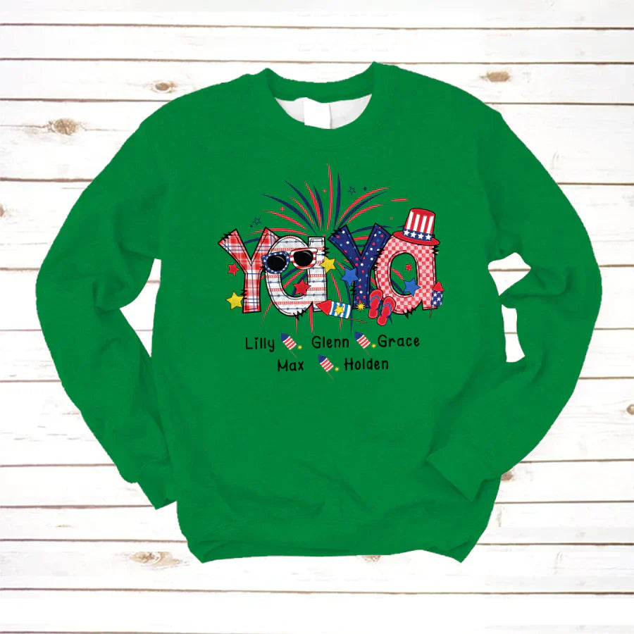 Patriotic Doodle 4th Of July Yaya And Grandkid CTH01 Sweatshirt