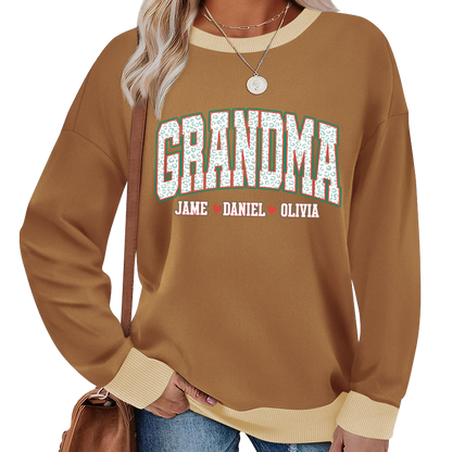 Personalized Grandma and Grandkids Leopard Christmas Gift Shirt