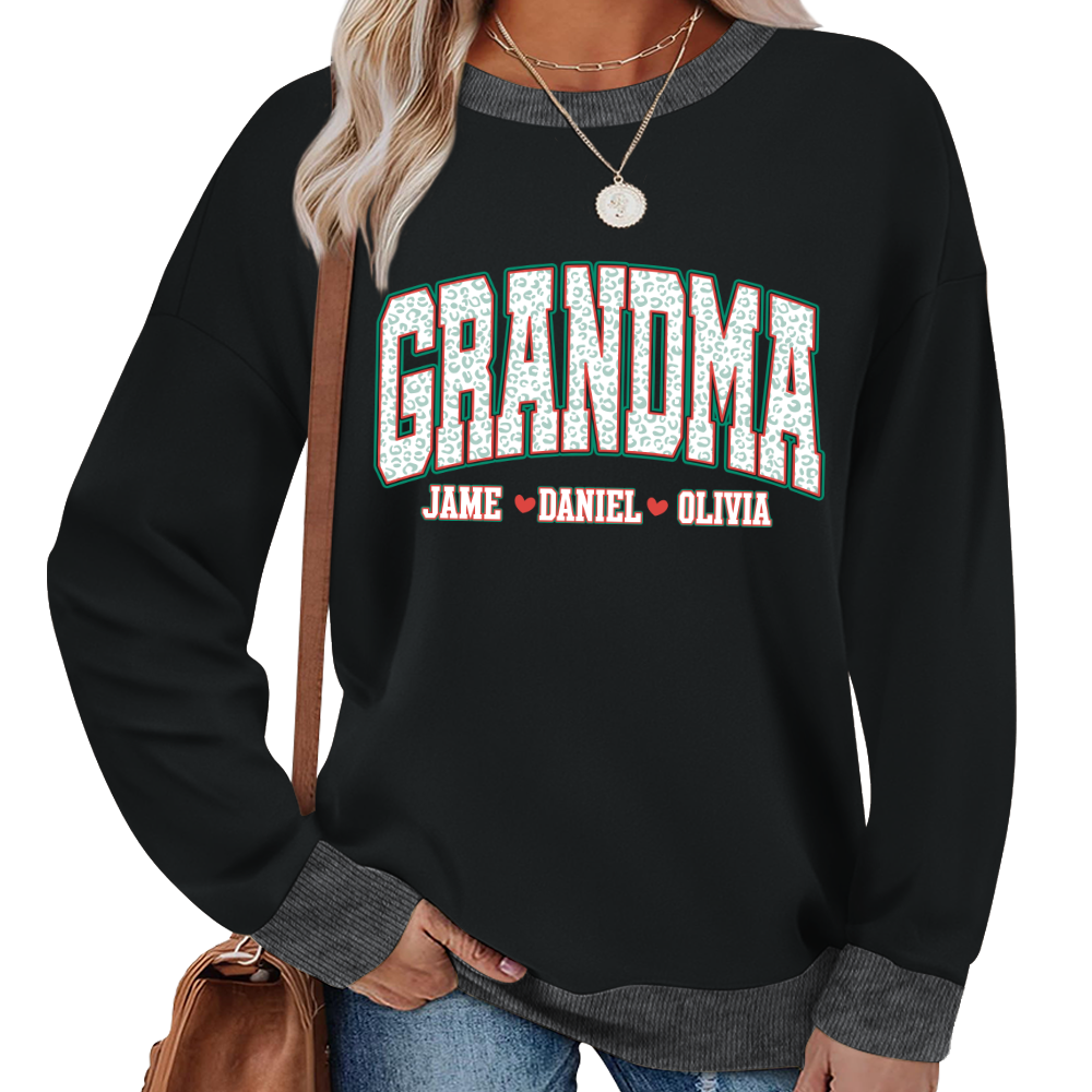 Personalized Grandma and Grandkids Leopard Christmas Gift Shirt
