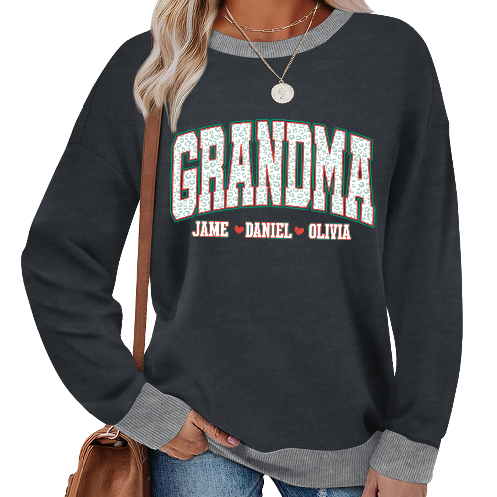 Personalized Grandma and Grandkids Leopard Christmas Gift Shirt