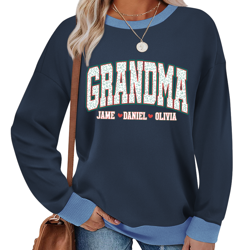 Personalized Grandma and Grandkids Leopard Christmas Gift Shirt