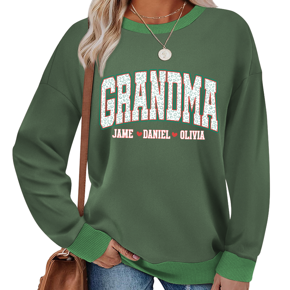 Personalized Grandma and Grandkids Leopard Christmas Gift Shirt