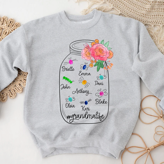 Personalized Bug Grandmlife Custom Names And Grandkids Mother's Day Sweatshirt