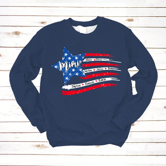 Personalized Grandma And Grandkids American Flag Sweatshirt