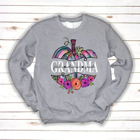 Personalized Grandma Painted Pumpkin 2022 Sweatshirt