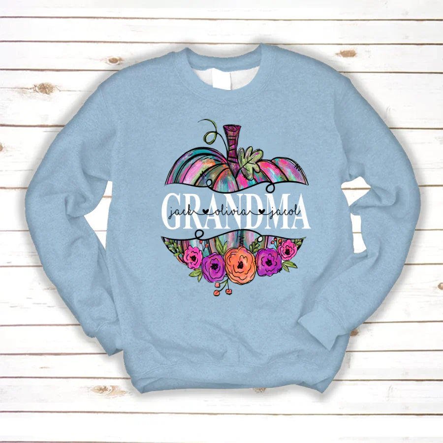 Personalized Grandma Painted Pumpkin 2022 Sweatshirt