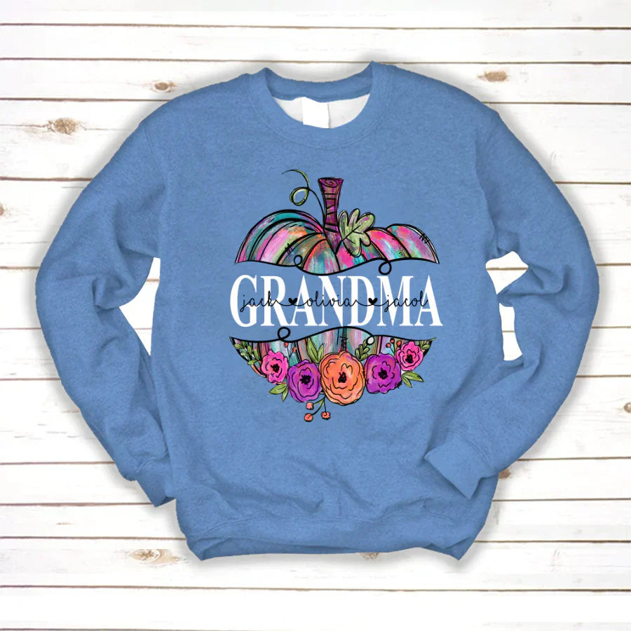 Personalized Grandma Painted Pumpkin 2022 Sweatshirt