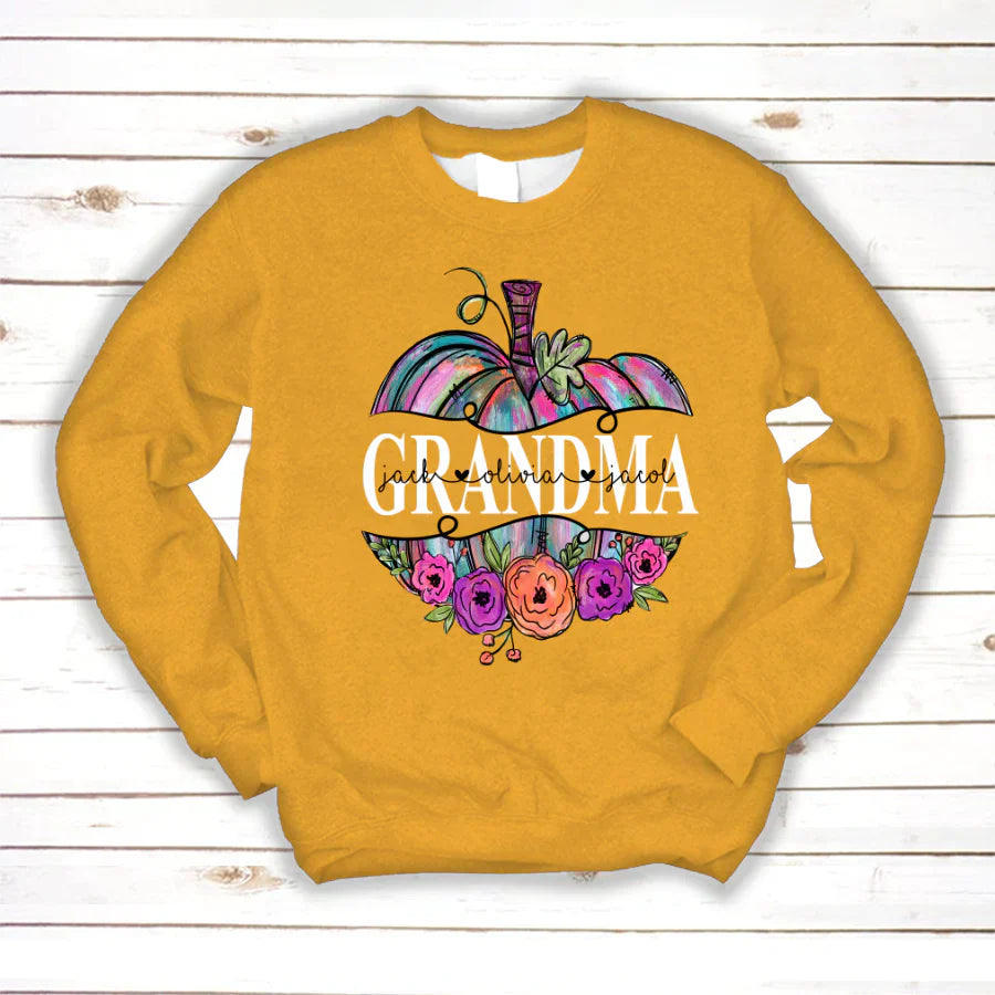 Personalized Grandma Painted Pumpkin 2022 Sweatshirt