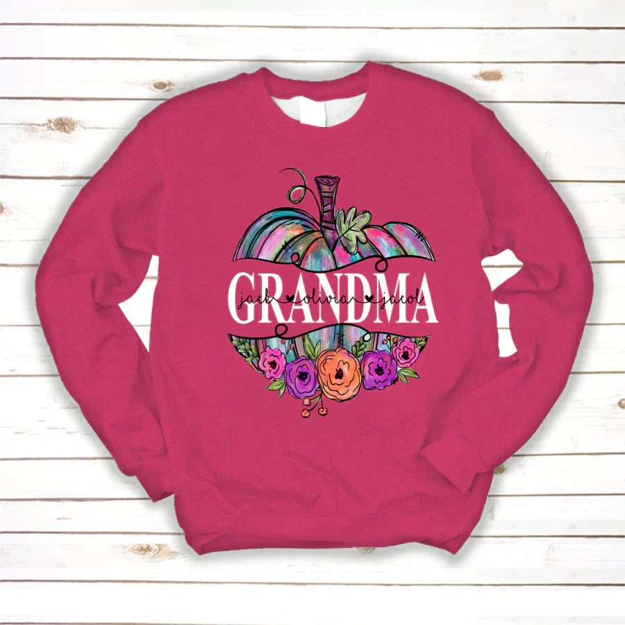 Personalized Grandma Painted Pumpkin 2022 Sweatshirt