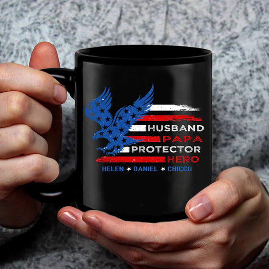 Personalized Husband Papa Protector Hero 4th Of July CTL94 Mug