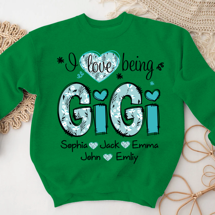 Personalized I love being Gigi Flower Custom Names And Grandkids Mother's Day Sweatshirt