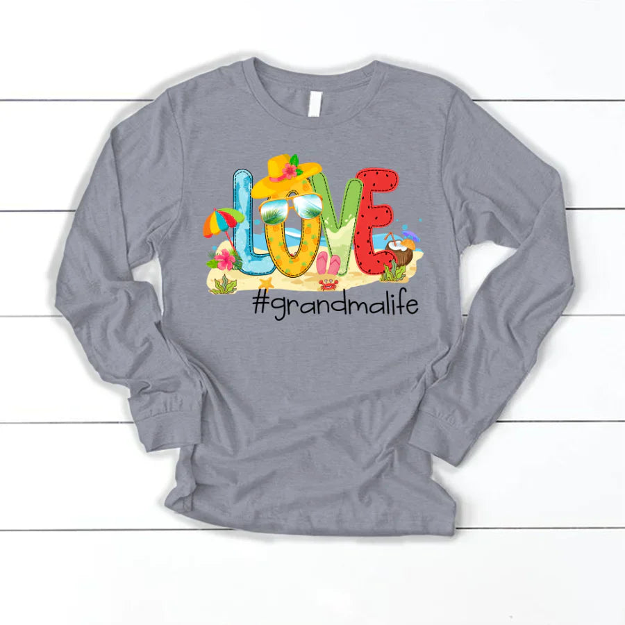 Personalized Love Beach Summer Grandma Life Longsleeve
