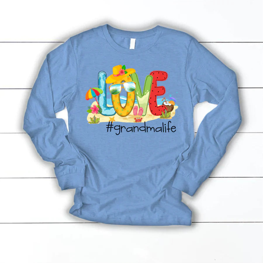 Personalized Love Beach Summer Grandma Life Longsleeve