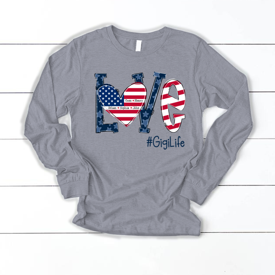 Personalized Love Gigi Life American Flag Longsleeve