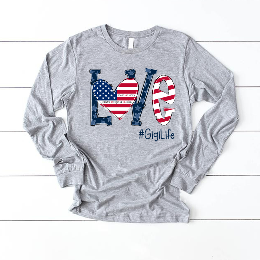 Personalized Love Gigi Life American Flag Longsleeve