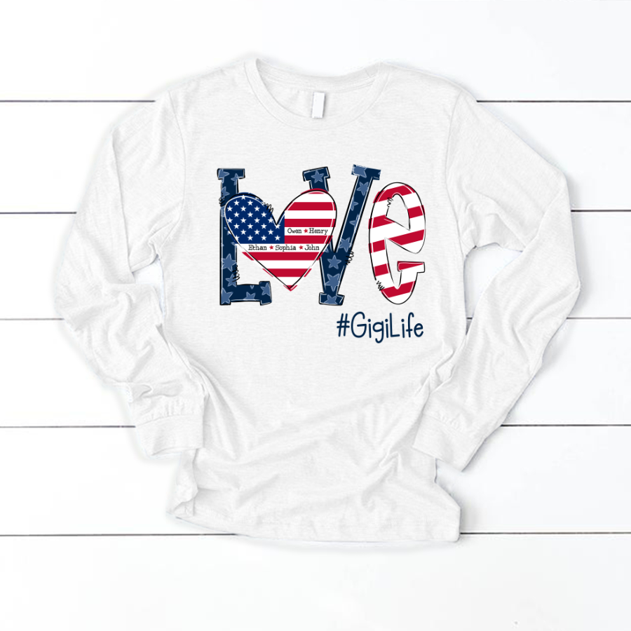 Personalized Love Gigi Life American Flag Longsleeve