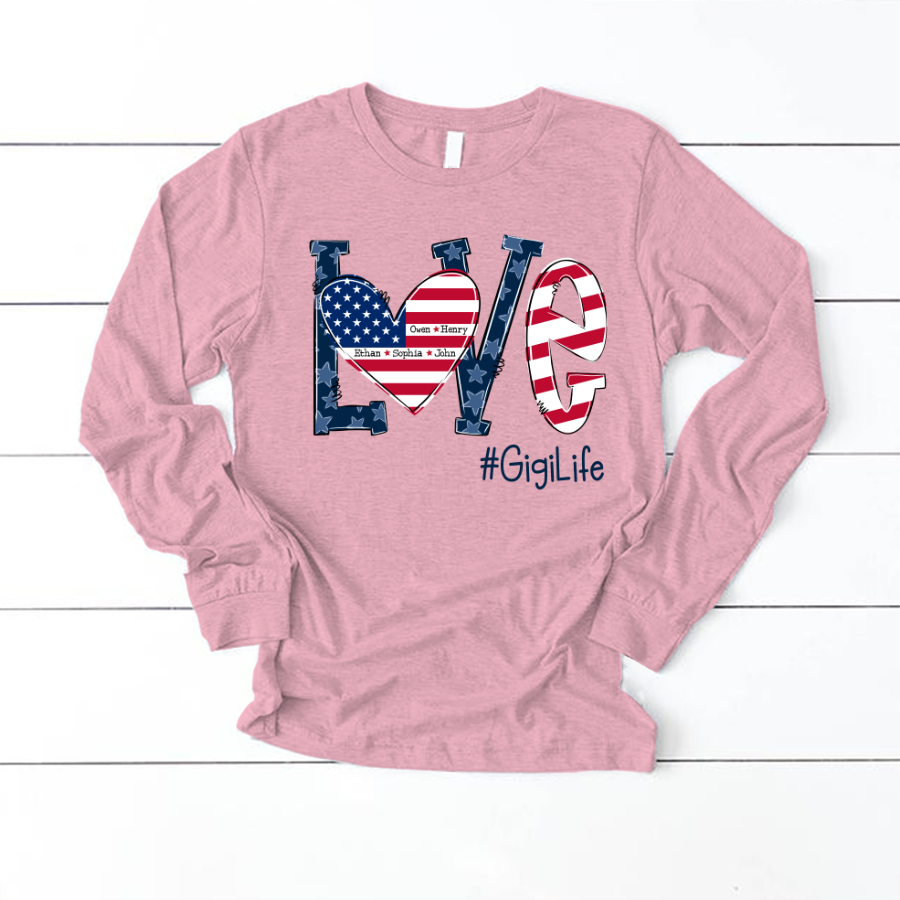Personalized Love Gigi Life American Flag Longsleeve