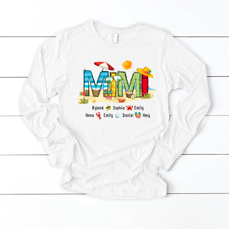 Personalized Mimi Summer Beach Color Kid Names Custom Longsleeve