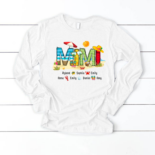 Personalized Mimi Summer Beach Color Kid Names Custom Longsleeve