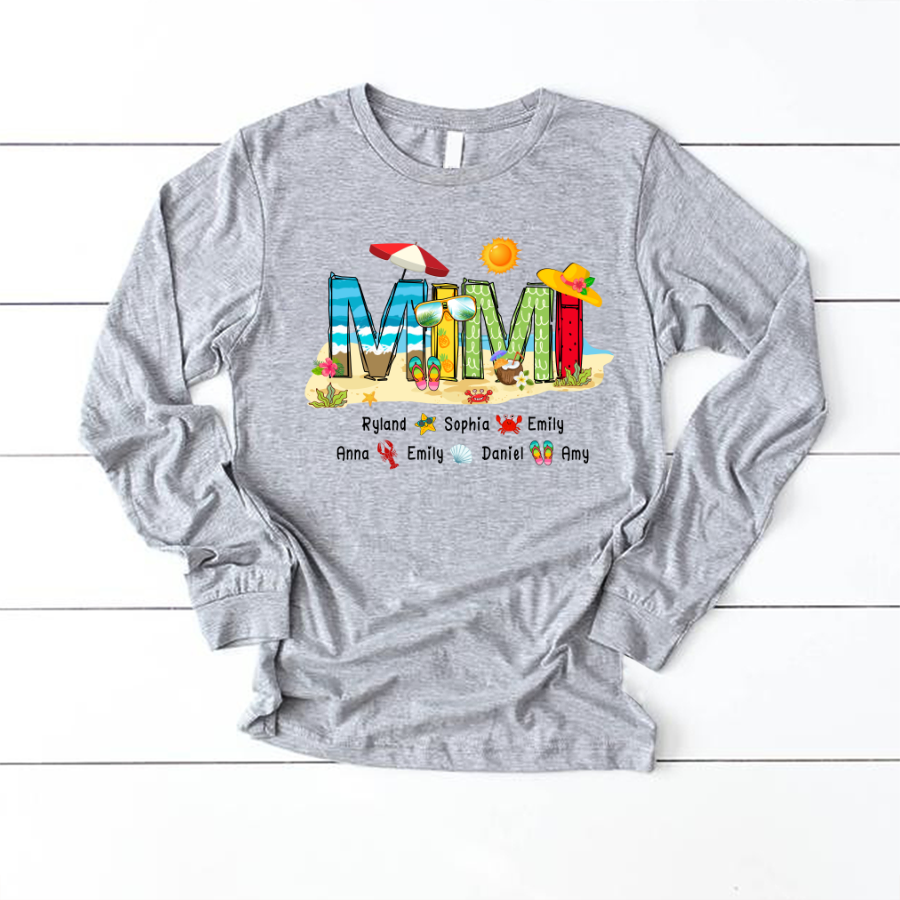 Personalized Mimi Summer Beach Color Kid Names Custom Longsleeve