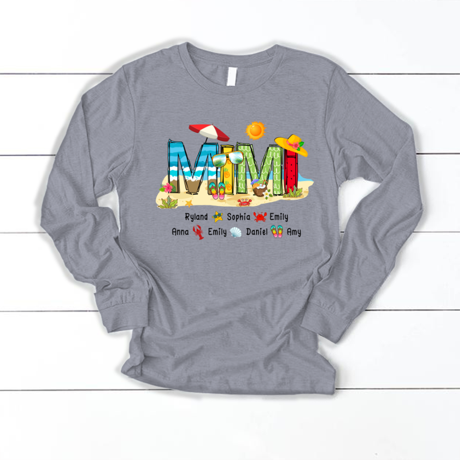 Personalized Mimi Summer Beach Color Kid Names Custom Longsleeve