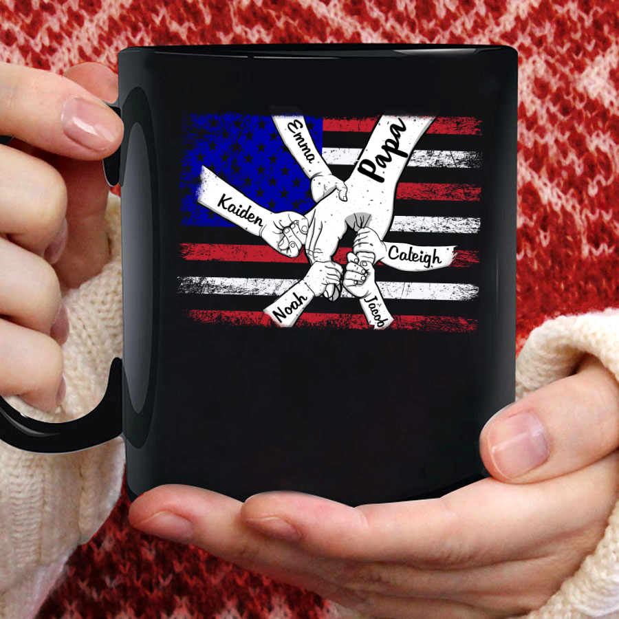 Personalized Papa Grandkids Flag Mug