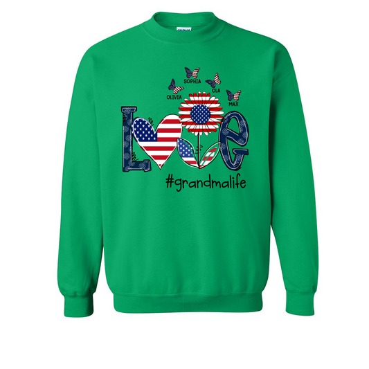 Personalized love grandma life usa butterfly Sweatshirt