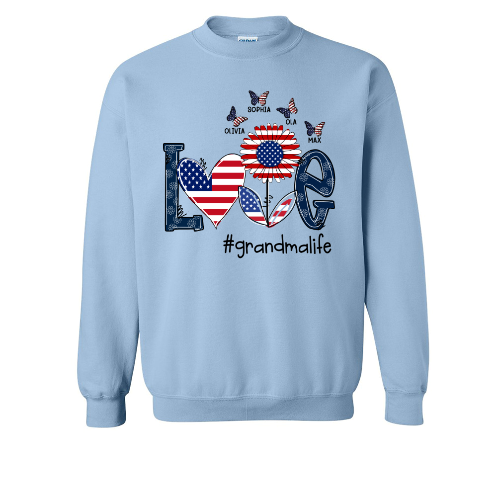 Personalized love grandma life usa butterfly Sweatshirt
