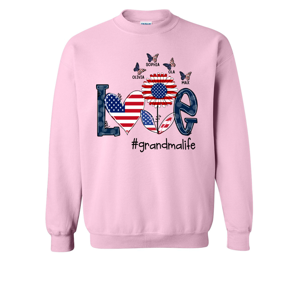 Personalized love grandma life usa butterfly Sweatshirt